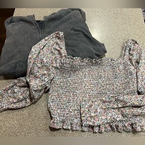 SO Multicolor Textured Knit Top and SO Zip up Hoodie